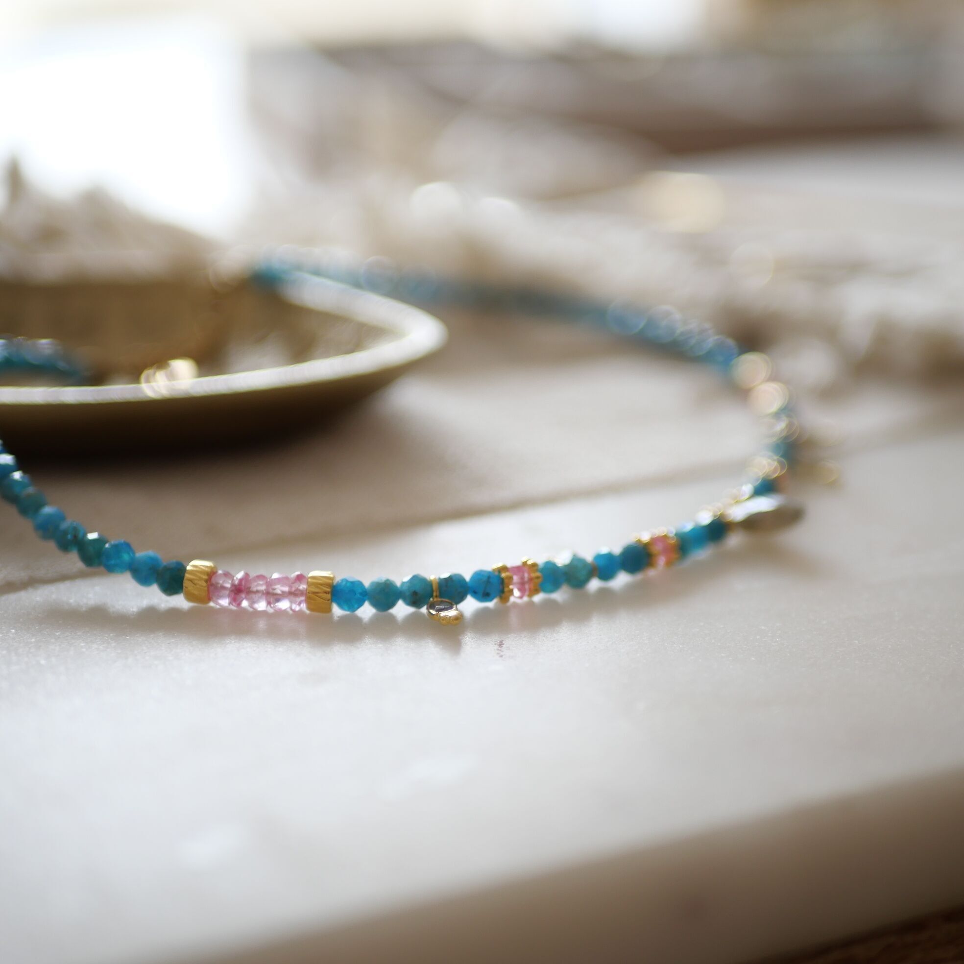 Collier Niral apatite et topaze rose