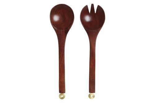 UTENSILIOS SET 2 ACACIA ALUMINIO 32X8X2 MARRON PC208459