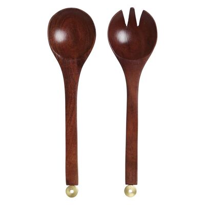 SET 2 UTENSILI ACACIA ALLUMINIO 32X8X2 MARRONE PC208459