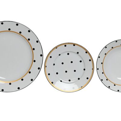 DINNERWARE SET 18 PORCELAIN 27X27X2 WHITE DOTS PC211350