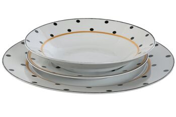 SERVICE DE TABLE 18 PORCELAINE 27X27X2 POIS BLANCS PC211350 3