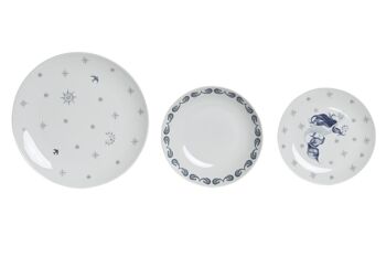 VAISSELLE SET 18 PORCELAINE 27X27X3 BLEU PC204277 1