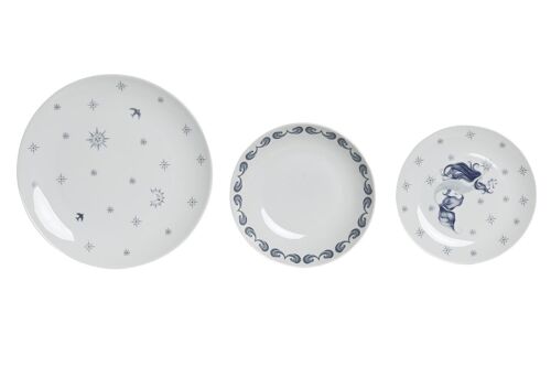 Vajilla Set 18 Porcelana 27X27X3 Azul PC204277