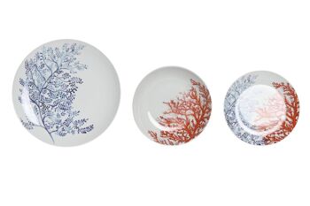 VAISSELLE 18 PORCELAINE 27X27X3 BLEU CORAIL PC204278 1