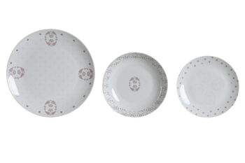 VAISSELLE SET 18 PORCELAINE 27X27X3 ROSE PC204275 1