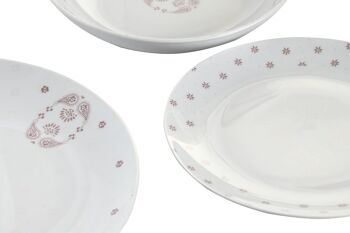 VAISSELLE SET 18 PORCELAINE 27X27X3 ROSE PC204275 3