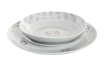 VAISSELLE SET 18 PORCELAINE 27X27X3 ROSE PC204275 4