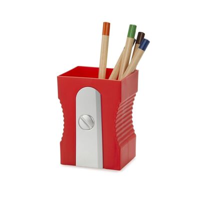 Pot à crayons- Pen holder-Pencil holder-Schreibutensilienbehäleter,Sharpener,red