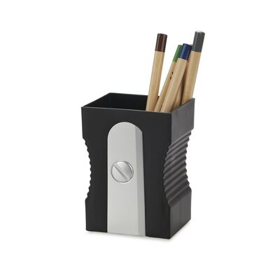 Pot à crayons- Pen holder-Portalápices-Schreibutensilienbehäleter,Sharpener,black