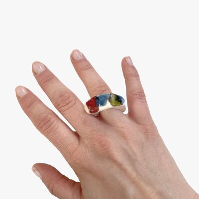 Multicolored Le Rocher light ceramic ring