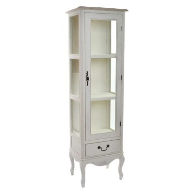 WOOD GLASS DISPLAY CABINET 48X35X160 NATURAL WHITE MB146695