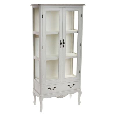 WOOD GLASS DISPLAY CABINET 75X35X160 NATURAL WHITE MB146694