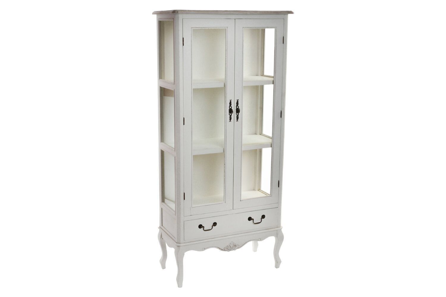 WOOD GLASS DISPLAY CABINET 75X35X160 NATURAL WHITE MB146694