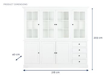 VITRINE MDF VERRE 218,4X40,6X203 BLANC MB205713 2