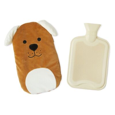 Hot water bottle, Woof!, Brown, rubber / polyester