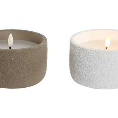 CEMENT WAX LED CANDLE 12.5X12.5X7 2 SURT. VE212379