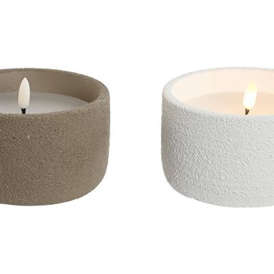 Cement Wax Led Candle 12.5X12.5X9.5 2 Assortment. VE212379