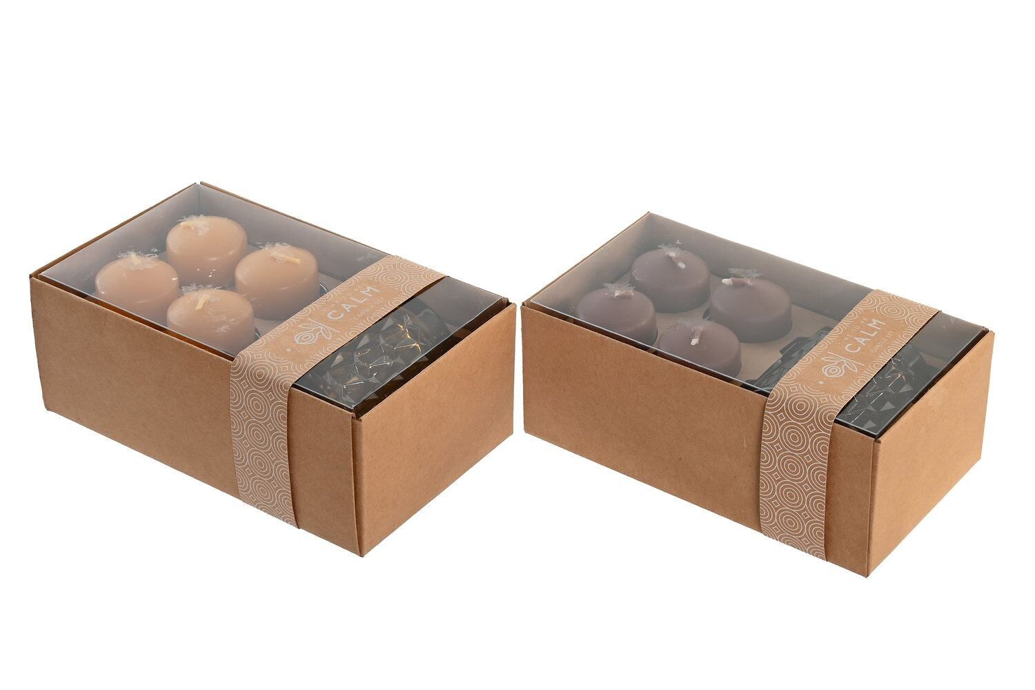 CANDELE SET 4 CRISTALLI CERA 7X7X8 36 GR, 2 SURT. VE203376