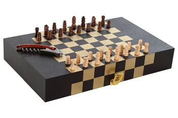 SET DE VIN 3 MDF 36X11X12 ÉCHECS BRUN FONCÉ RC212142 3