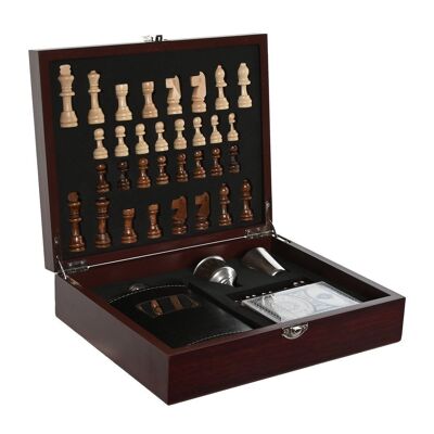 VINO SET 7 MDF 24X19X7 AJEDREZ POKER MARRON RC210714