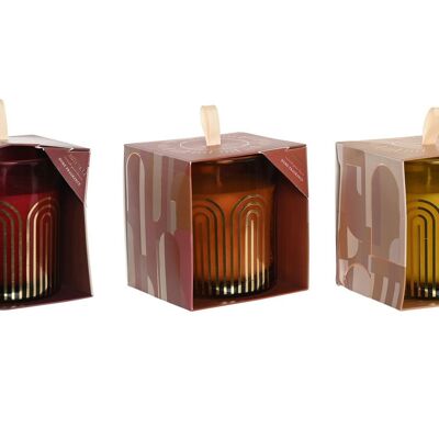 WAX CANDLE 9X9X10 270 GR, BOWS 3 ASSORTMENT. VE203174