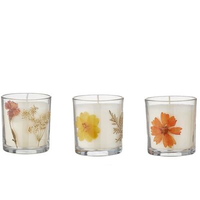 CRYSTAL WAX CANDLE 7.5X7.5X8.5 WITH AROMA 3 SURT. VE206387