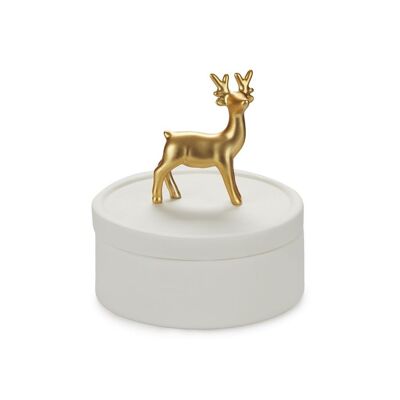 Boîte à bijoux, Cerf, doré, porcelaine