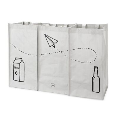 Ensemble de sacs de recyclage, Tidy Trash, gris, PP recyclé