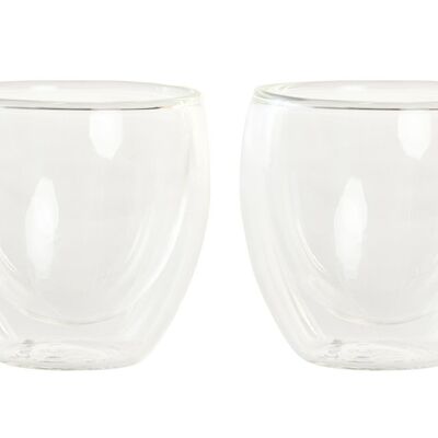 GLASS SET 2 GLASS 6.7X6.7X6.4 100ML, DOUBLE STOP PC202326