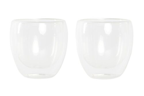 VASO SET 2 CRISTAL 8,3X8,3X8,9 250ML DOBLE PARE PC202327