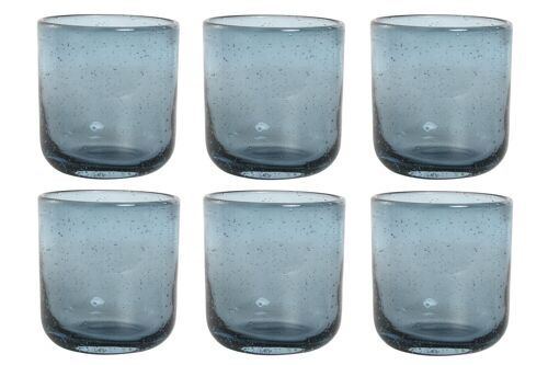 Vaso Set 6 Cristal 8,3X8,3X9,3 320Ml Burbujas Azul PC212514