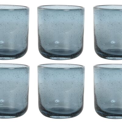 Vaso Set 6 Cristal 8,3X8,3X9,3 320Ml Burbujas Azul PC212514