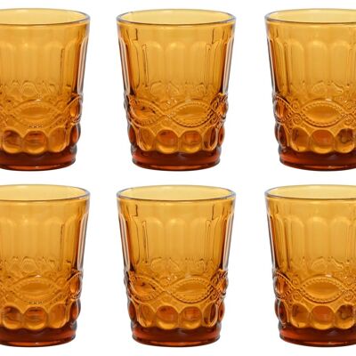 VASO SET 6 CRISTAL 8X8X10 240ML RELIEVE AMBAR PC211454