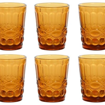 GLASS SET 6 GLASS 8X8X10 240ML AMBER RELIEF PC211454