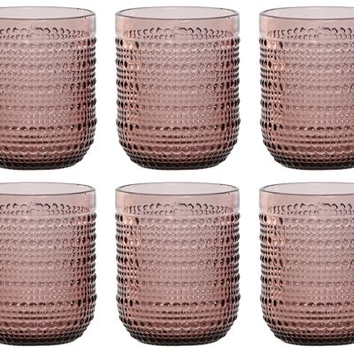GLASS SET 6 GLASS 8X8X10 240ML, PINK PC209951