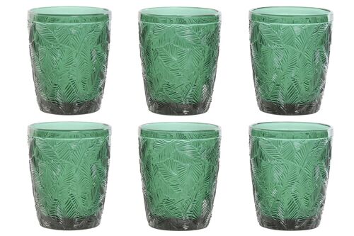 Vaso Set 6 Cristal 8X8X10 300Ml Hojas Relieve PC211451