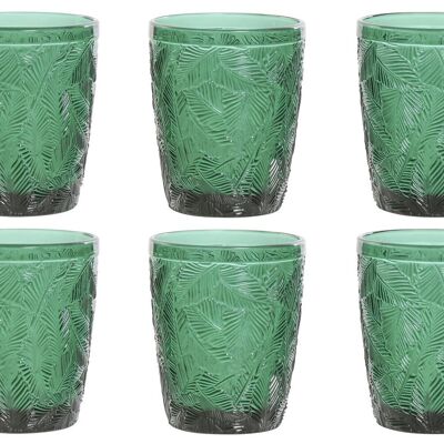 Vaso Set 6 Cristal 8X8X10 300Ml Hojas Relieve PC211451