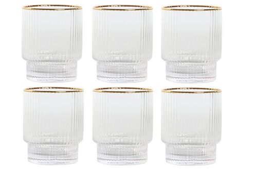 Vaso Set 6 Cristal 8X8X10 320Ml Rayado PC212508