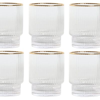 GLASS SET 6 CRYSTAL 8X8X10 320ML STRIPED PC212508