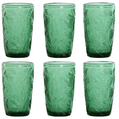 SET BICCHIERI 6 BICCHIERI 8X8X13 370ML FOGLIE IN RILIEVO PC211453