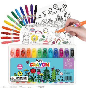 Crayons Soyeux Lavables - 12 Couleurs (nouvel emballage) 1