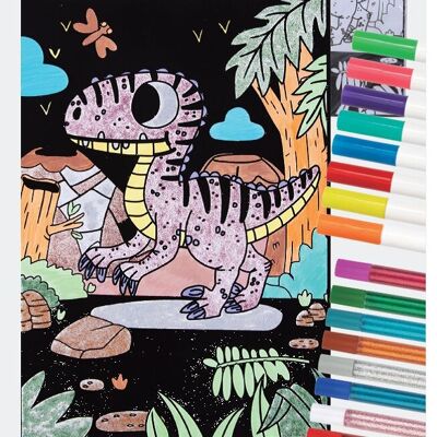Velvet Coloring Kit - Dinosaurier