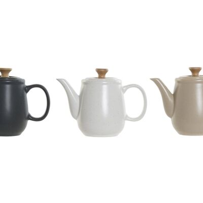 TEAPOT GRES RUBBERWOOD 23X12X16,5 1L TEA 3 ASSORTMENTS. PC189474