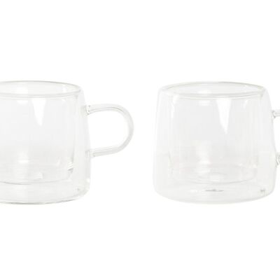 MUG SET 2 GLASS 8X5,5X5,5 80ML, DOUBLE STOP PC202332