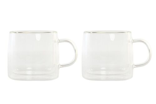 TAZA SET 2 CRISTAL 8X8X8,3 260ML, DOBLE PARE PC202333