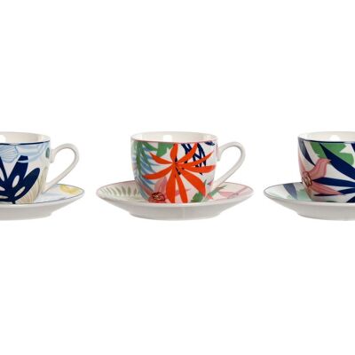 TAZA SET PLATO PORCELANA 11X11X5,5 90ML 3 SURT. PC202611