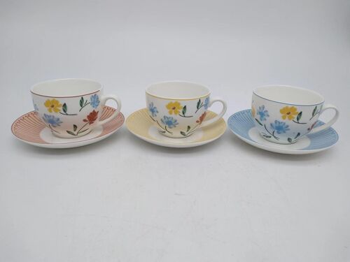 Taza Set Plato Porcelana 15X15X7,5 220Ml Floral 3 PC205120