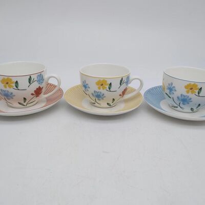 Taza Set Plato Porcelana 15X15X7,5 220Ml Floral 3 PC205120