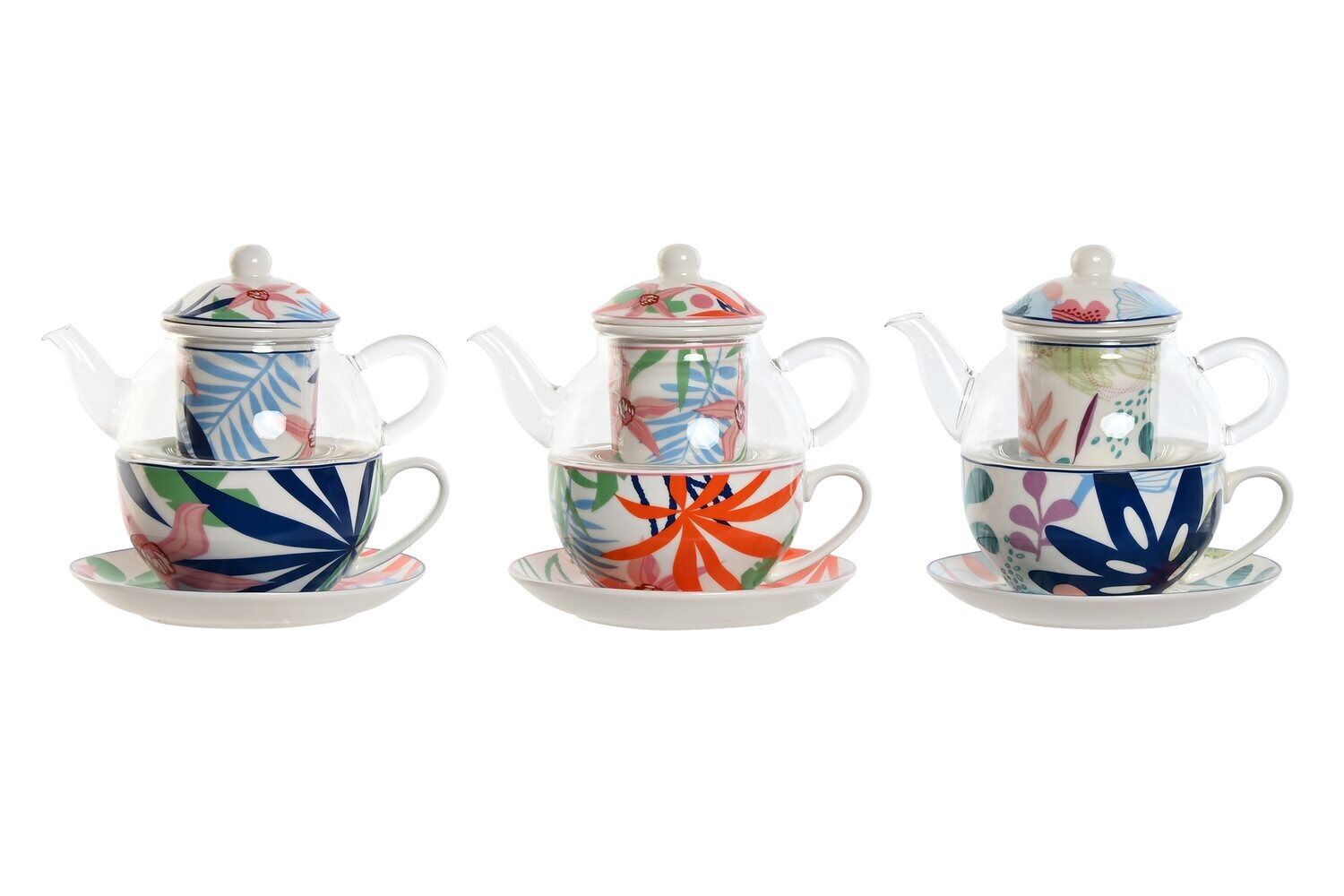 TEEKANNE AUS GLAS 16,5X13,5X14 250ML BLÄTTER 3 SORTIMENTE. PC202609