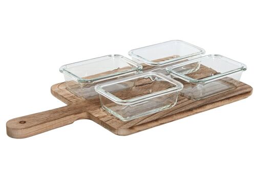 TABLA APERITIVO SET 5 CRISTAL 39,5X20X5 350ML PC212549